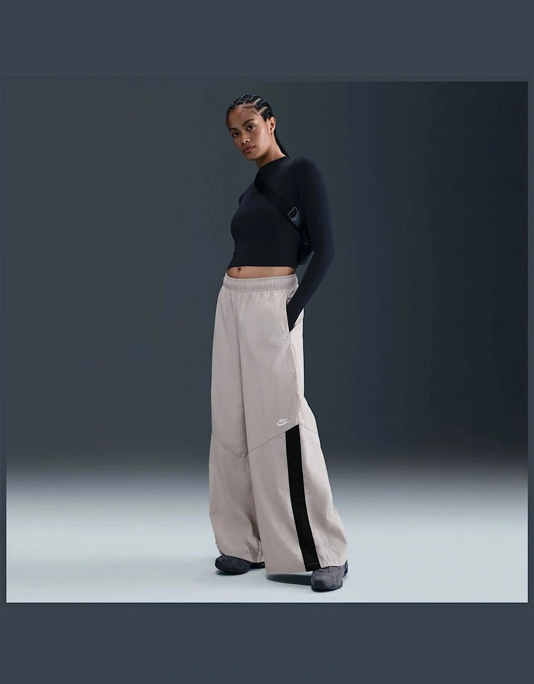 Solid Wide Leg Mid Rise Athletic Pants