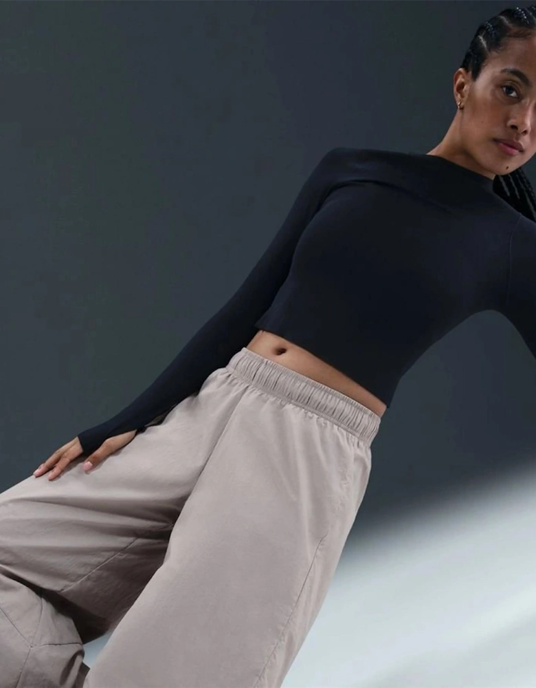 Solid Wide Leg Mid Rise Athletic Pants