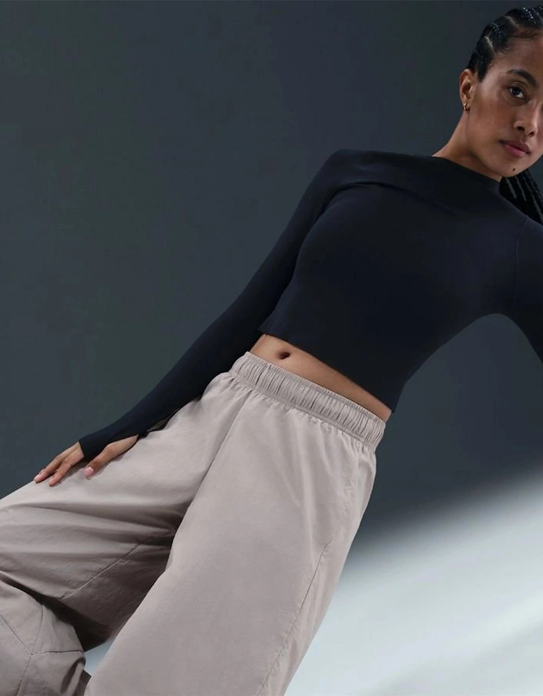 Solid Wide Leg Mid Rise Athletic Pants