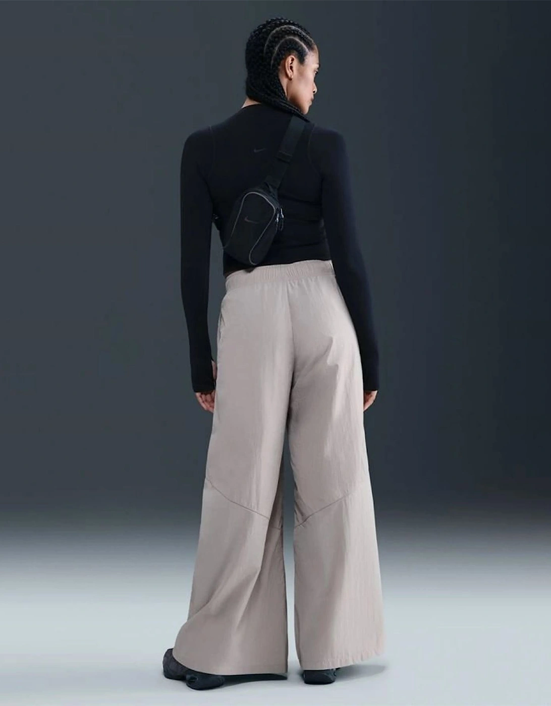 Solid Wide Leg Mid Rise Athletic Pants