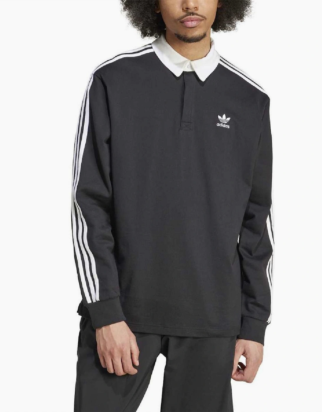 Adicolor Collared Neck Long Sleeve Athletic Shirt