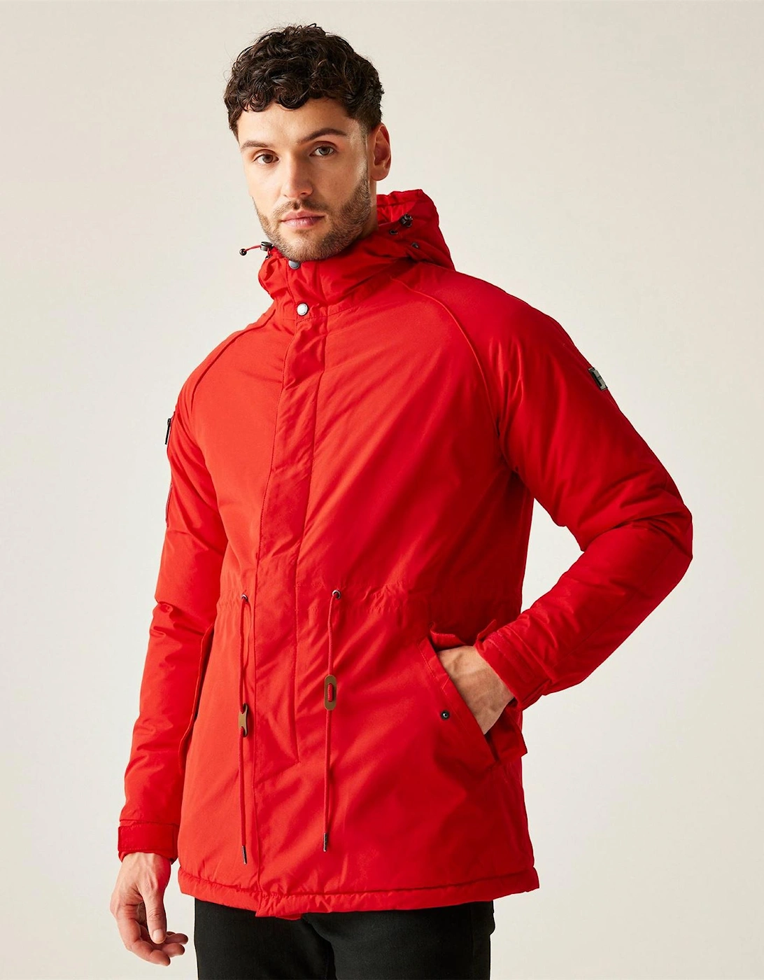 Regatta Regatta Men's Salingeriii Solid Patterned Hooded Drawstring Fur Trim Parka Coat - Red