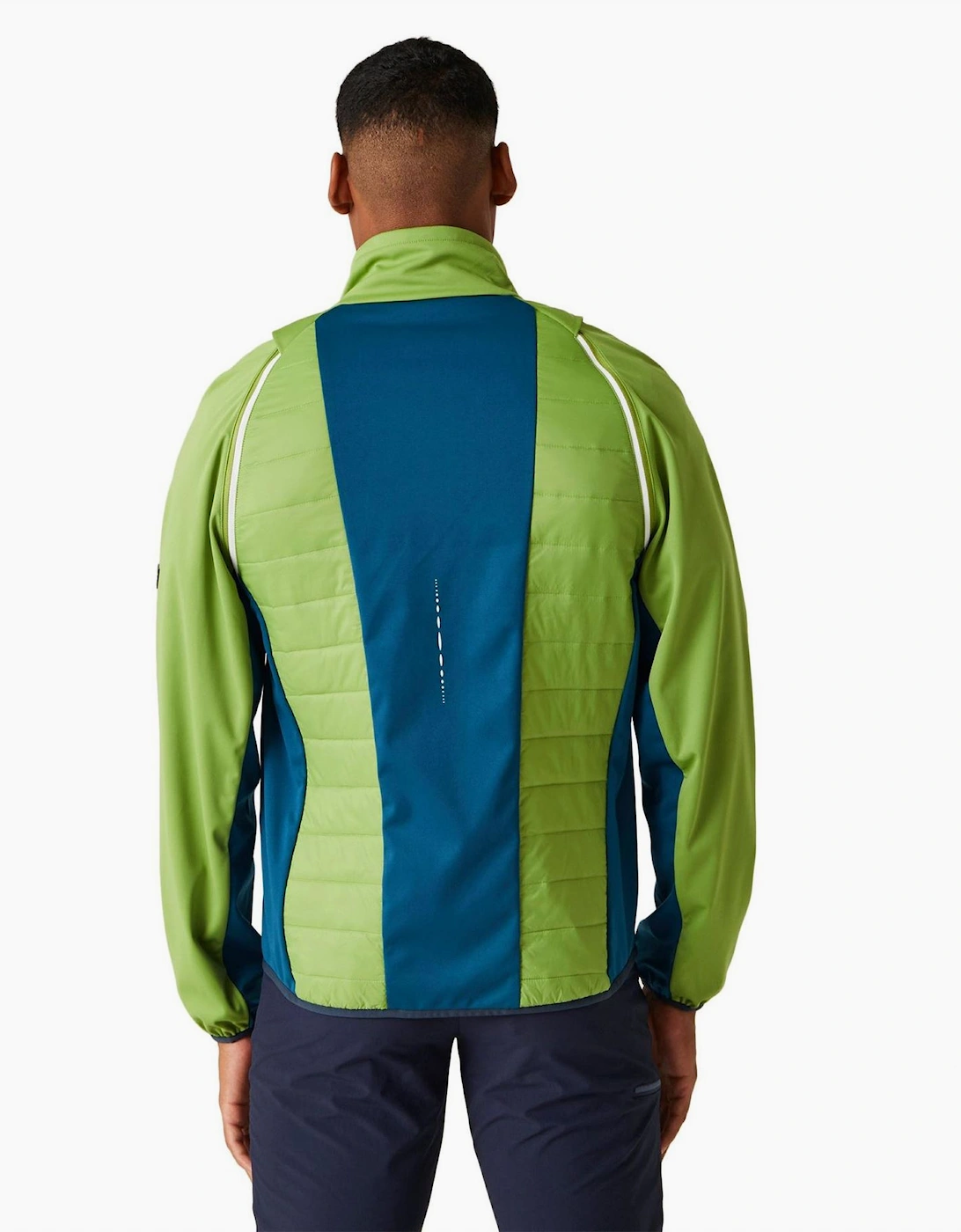 High Neck Color Block Patterned Puffer Jacket with Zipped Pocket