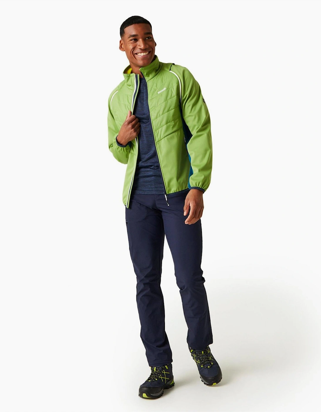 High Neck Color Block Patterned Puffer Jacket with Zipped Pocket