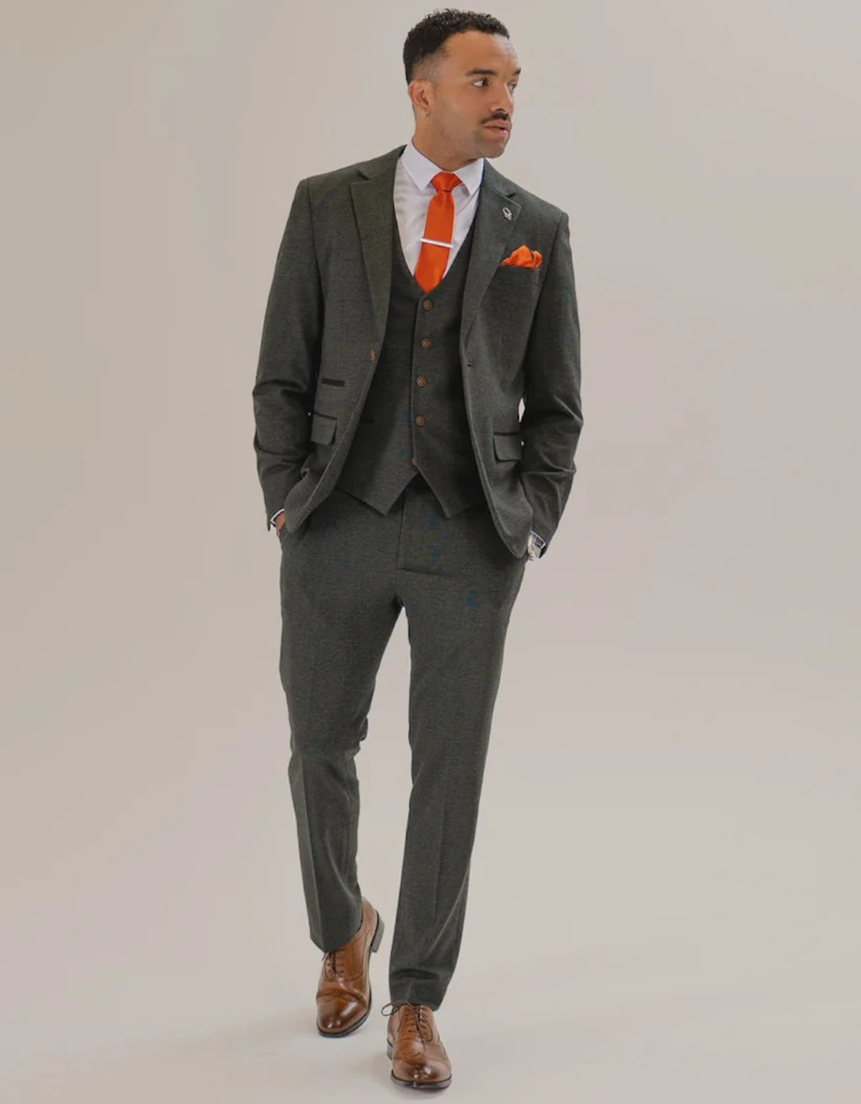 Charles Grey Arthur Check Trousers - Olive Green