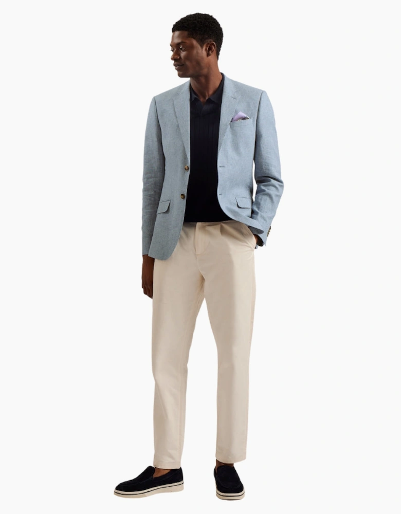 Ted Baker Damaskj Slim Cotton Linen Blue Blazer Jacket