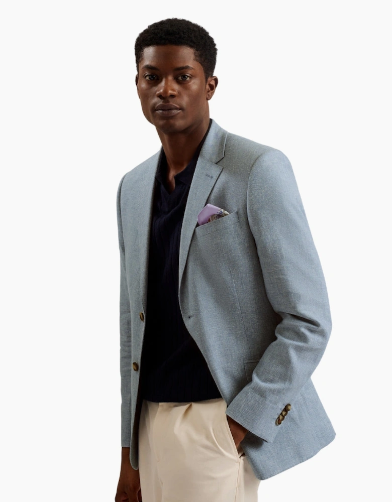 Ted Baker Damaskj Slim Cotton Linen Blue Blazer Jacket
