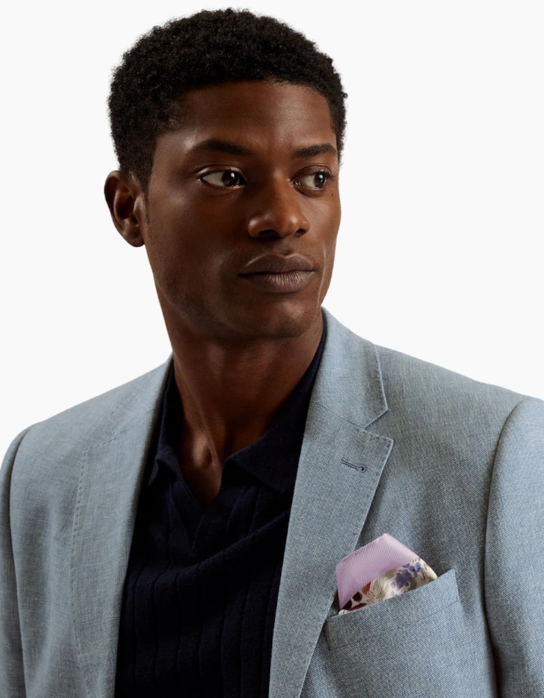 Ted Baker Damaskj Slim Cotton Linen Blue Blazer Jacket
