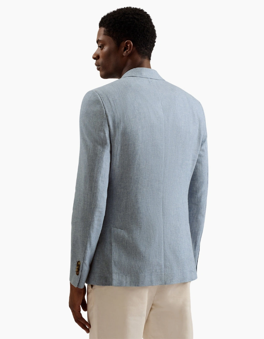 Ted Baker Damaskj Slim Cotton Linen Blue Blazer Jacket