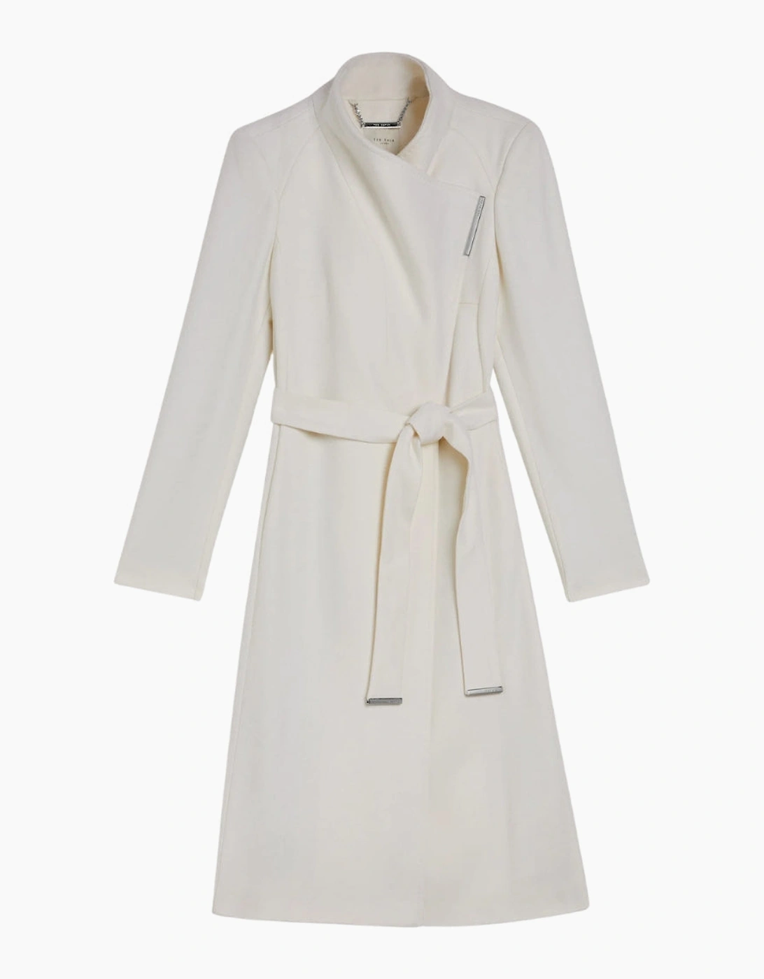 Ted Baker Women's Ted Baker Rose Midi Length Belted Wool Ivory Wrap Coat - White