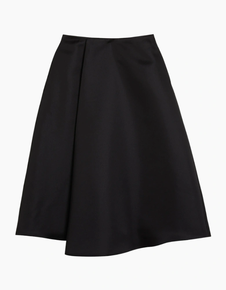 Ted Baker Erva Asymmetric Satin Wrap Black Midi Skirt