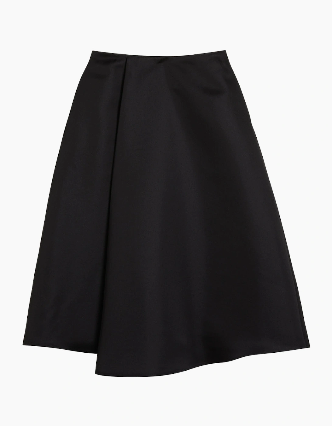 Ted Baker Erva Asymmetric Satin Wrap Black Midi Skirt