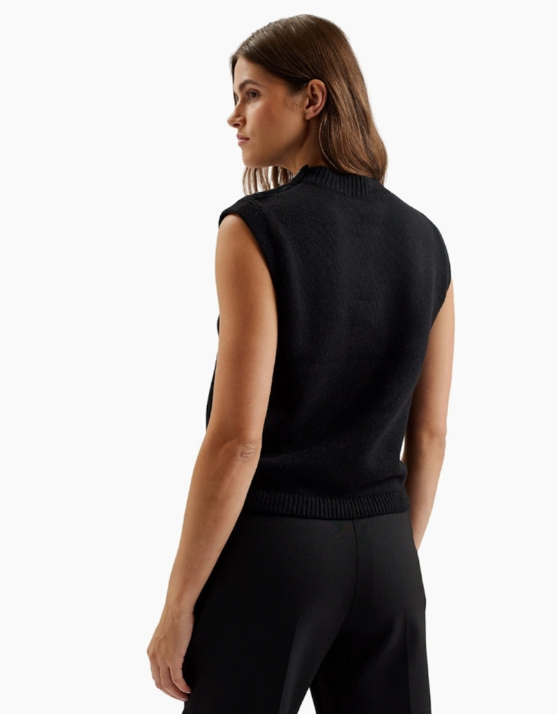Ted Baker Rondher Rose Button Crew Neck Black Tank Top