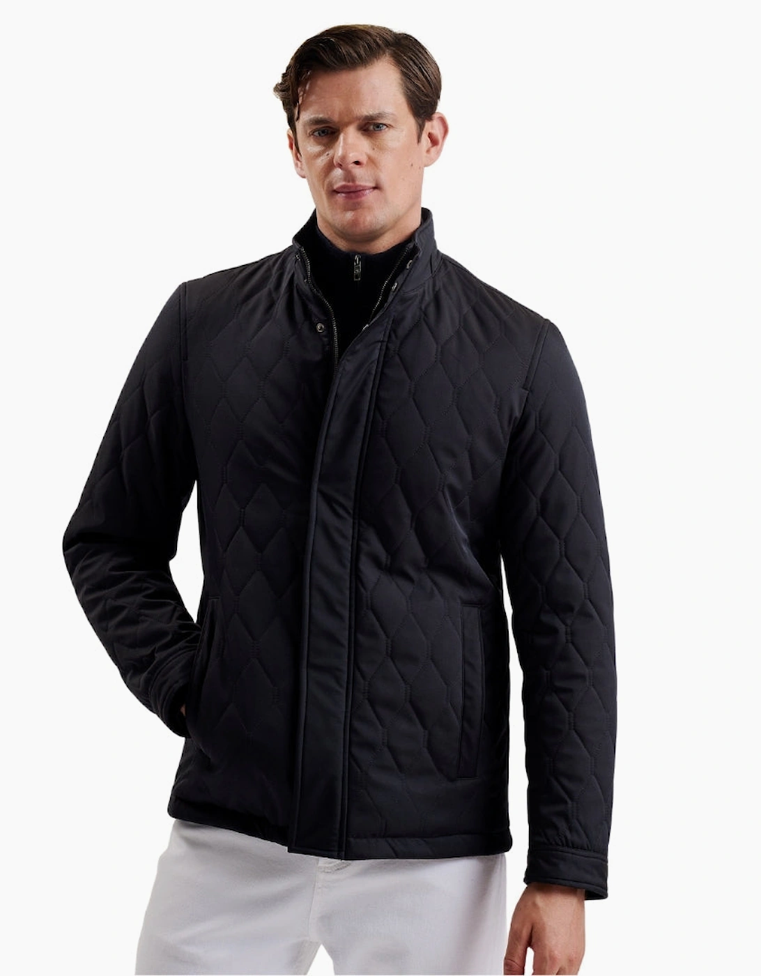 Ted Baker Zampa Quilted Funnel Navy Jacket