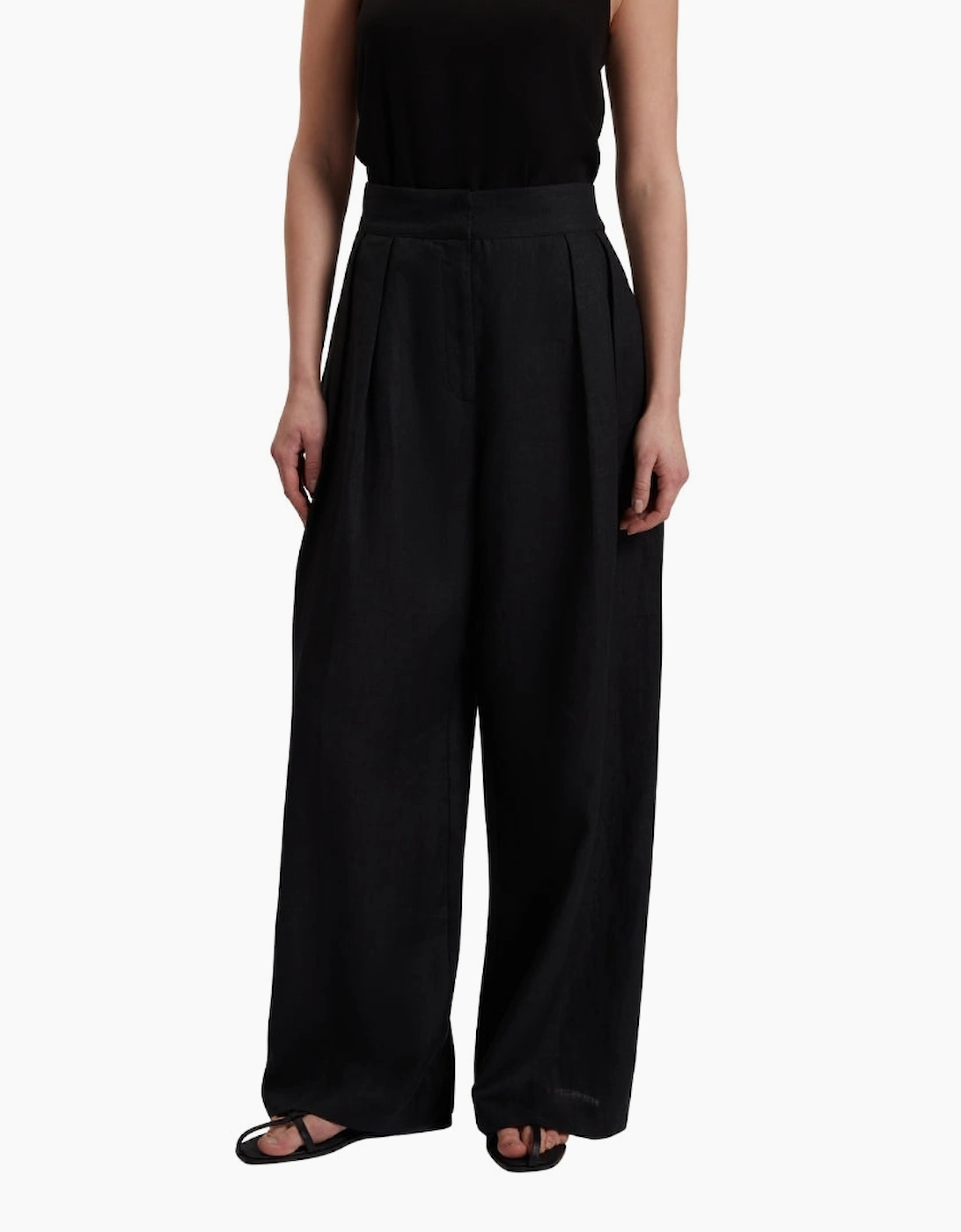 Ted Baker Kyfaat Tailored Linen High Waisted Black Trousers