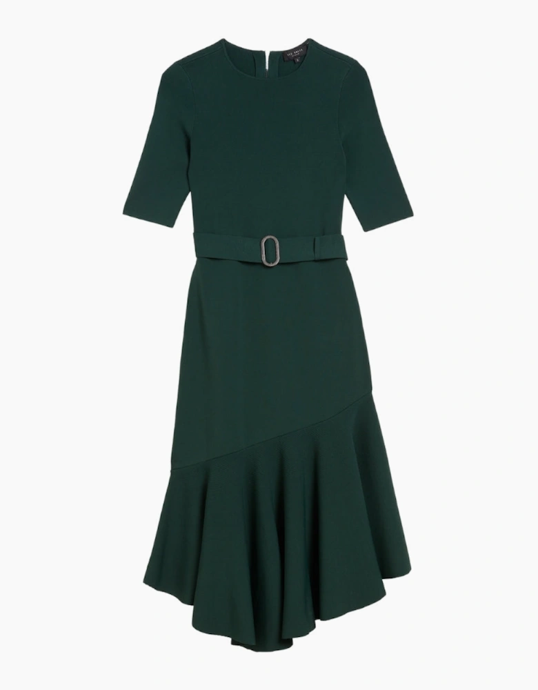 Ted Baker Samalee Knitted Flippy Dark Green Skirt Midi Dress
