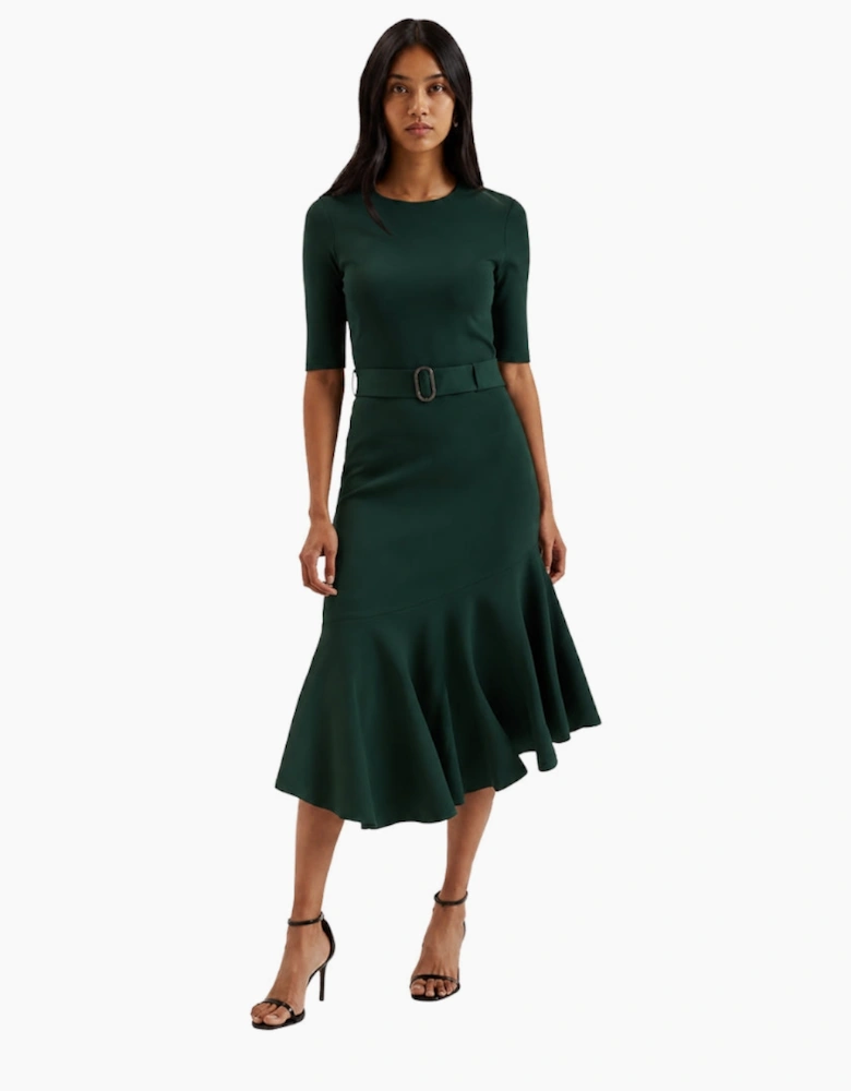 Ted Baker Samalee Knitted Flippy Dark Green Skirt Midi Dress