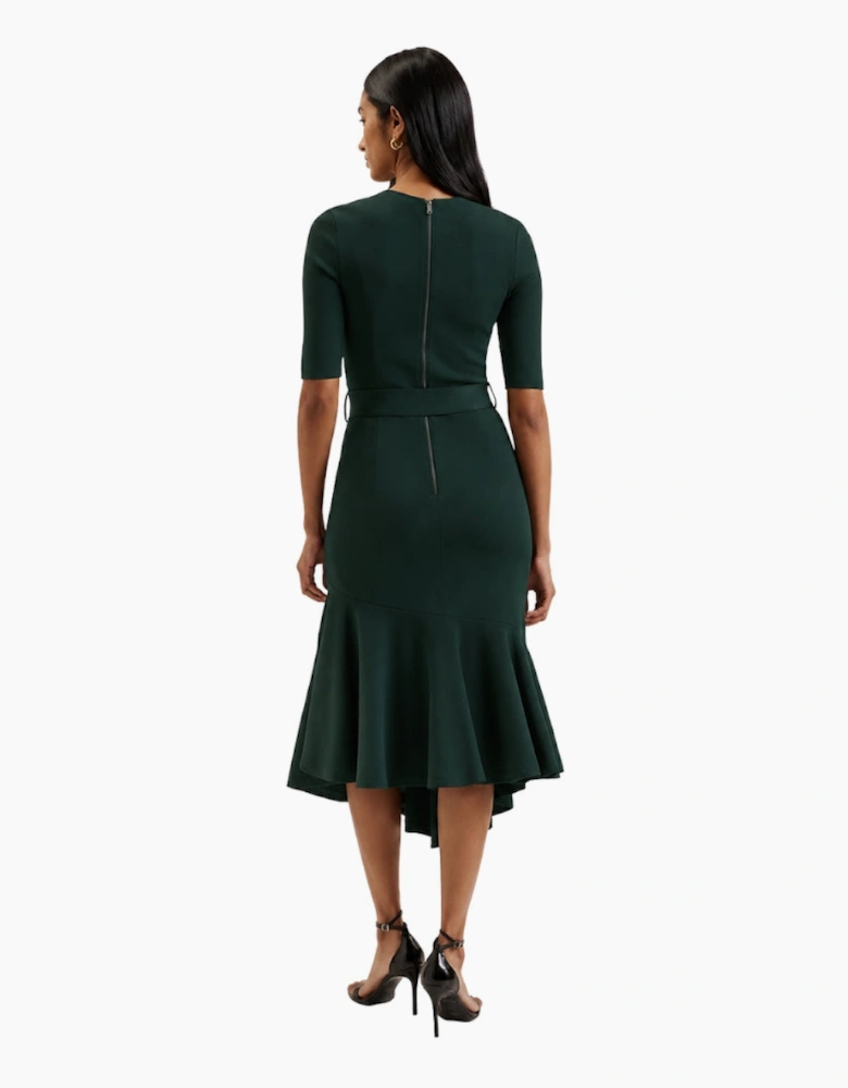 Ted Baker Samalee Knitted Flippy Dark Green Skirt Midi Dress
