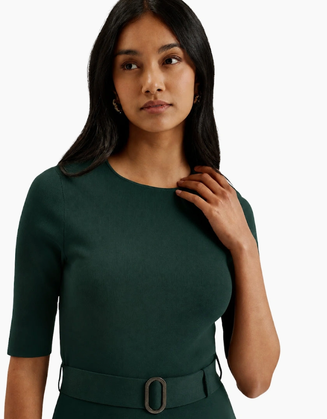 Ted Baker Samalee Knitted Flippy Dark Green Skirt Midi Dress