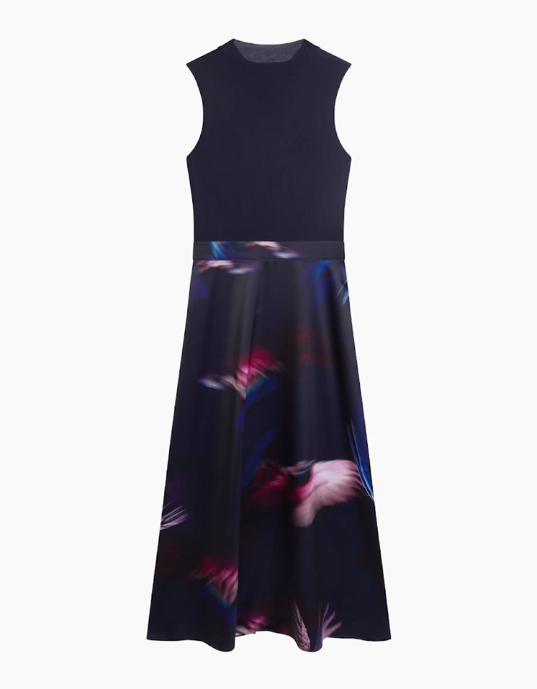 Ted Baker Marlyee Jersey High Neck Top Navy Printed Dress