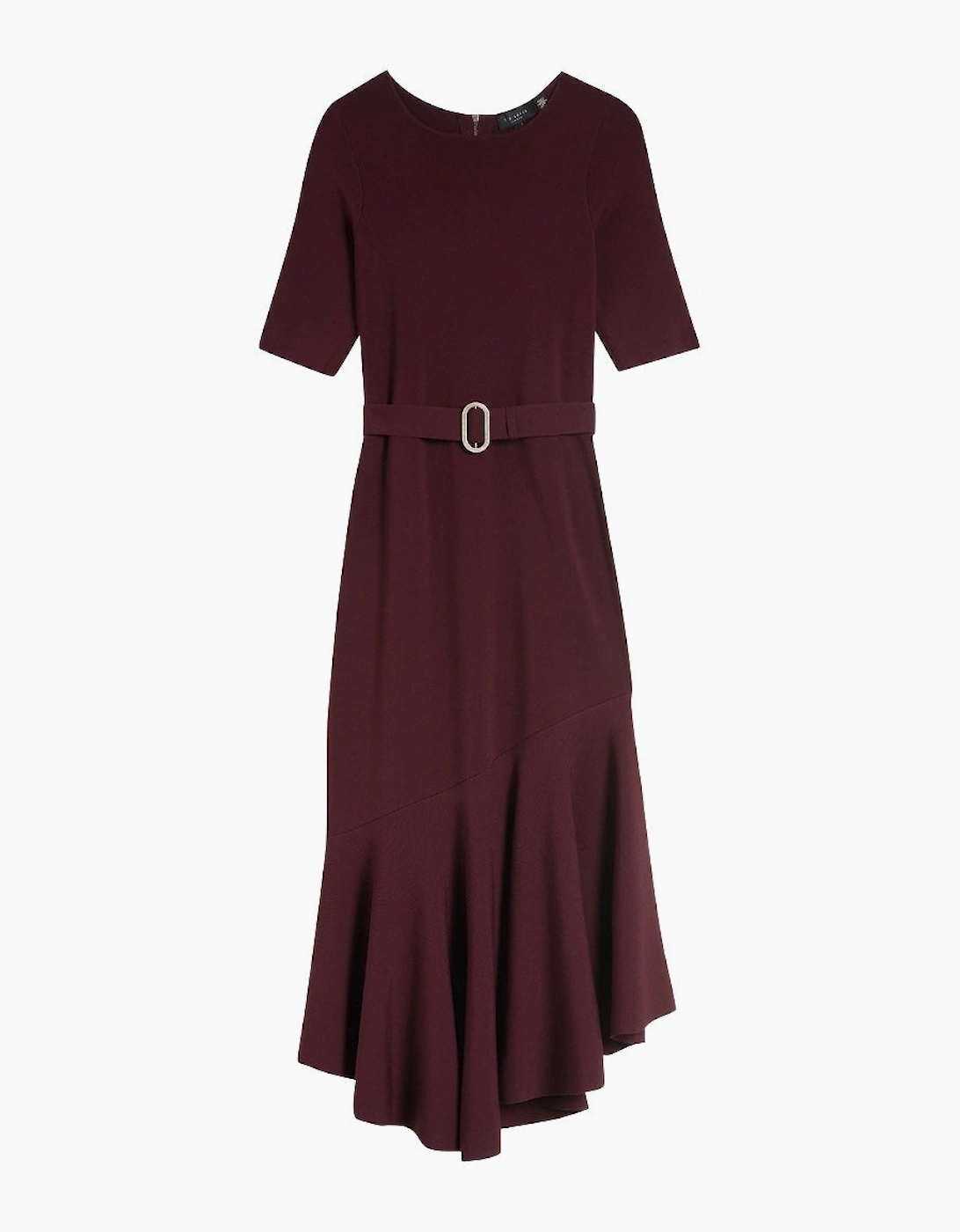 Ted Baker Samalee Knitted Dark Red Flippy Skirt Midi Dress