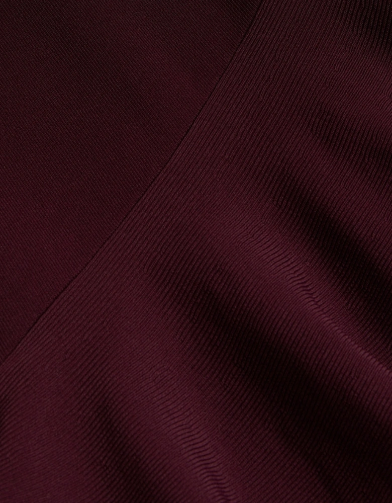 Ted Baker Samalee Knitted Dark Red Flippy Skirt Midi Dress