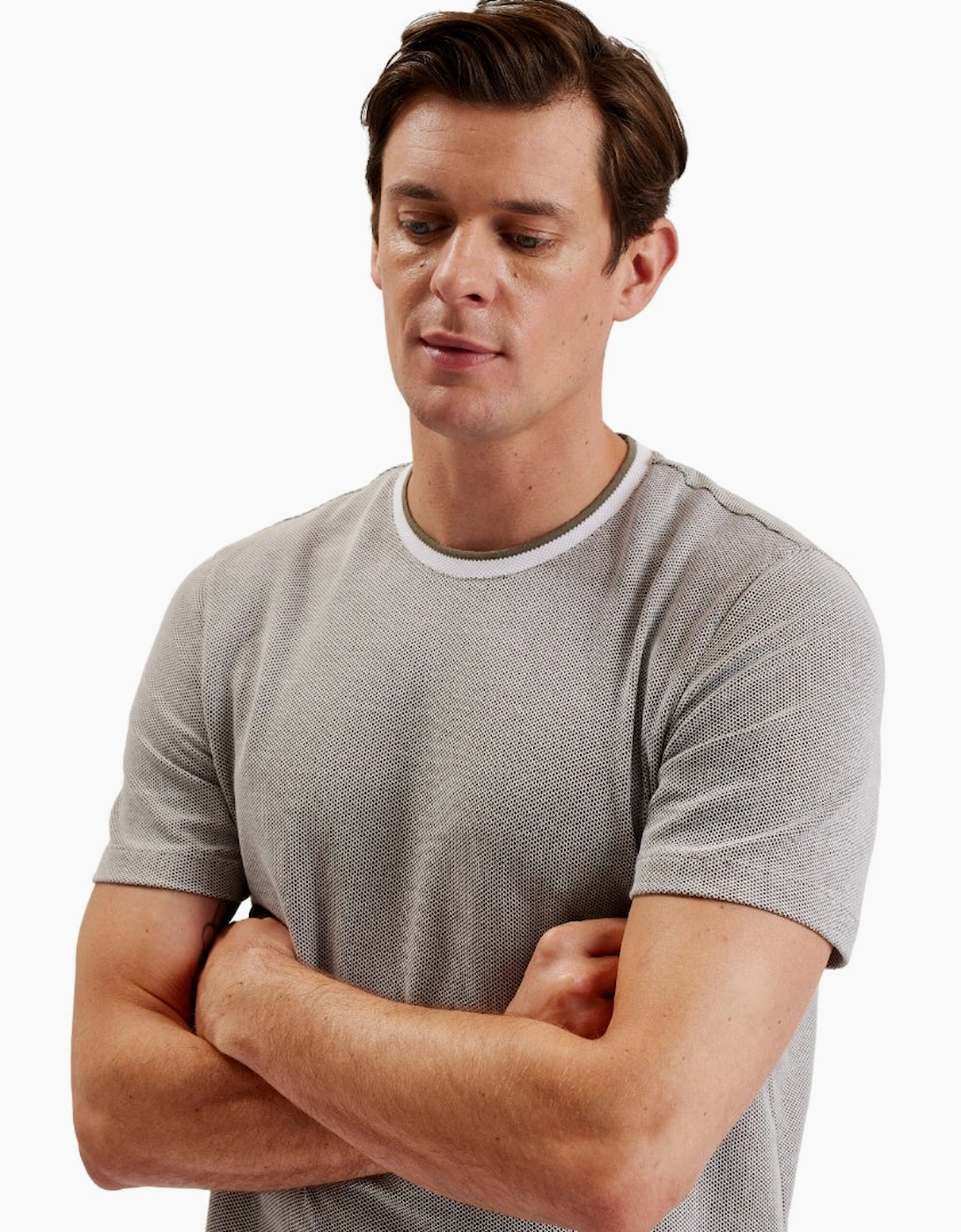 Ted Baker Arlon Regular Fit Textured Olive T-Shirt