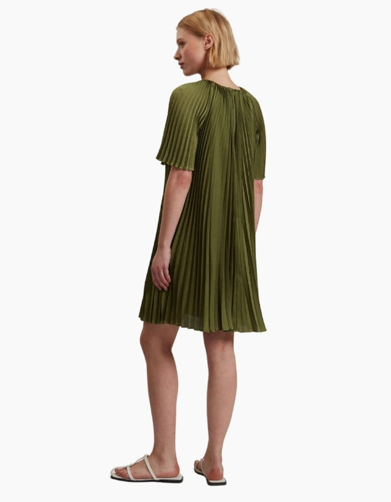 Ted Baker Vinlaa Short Sleeve Pleated Green Mini Dress