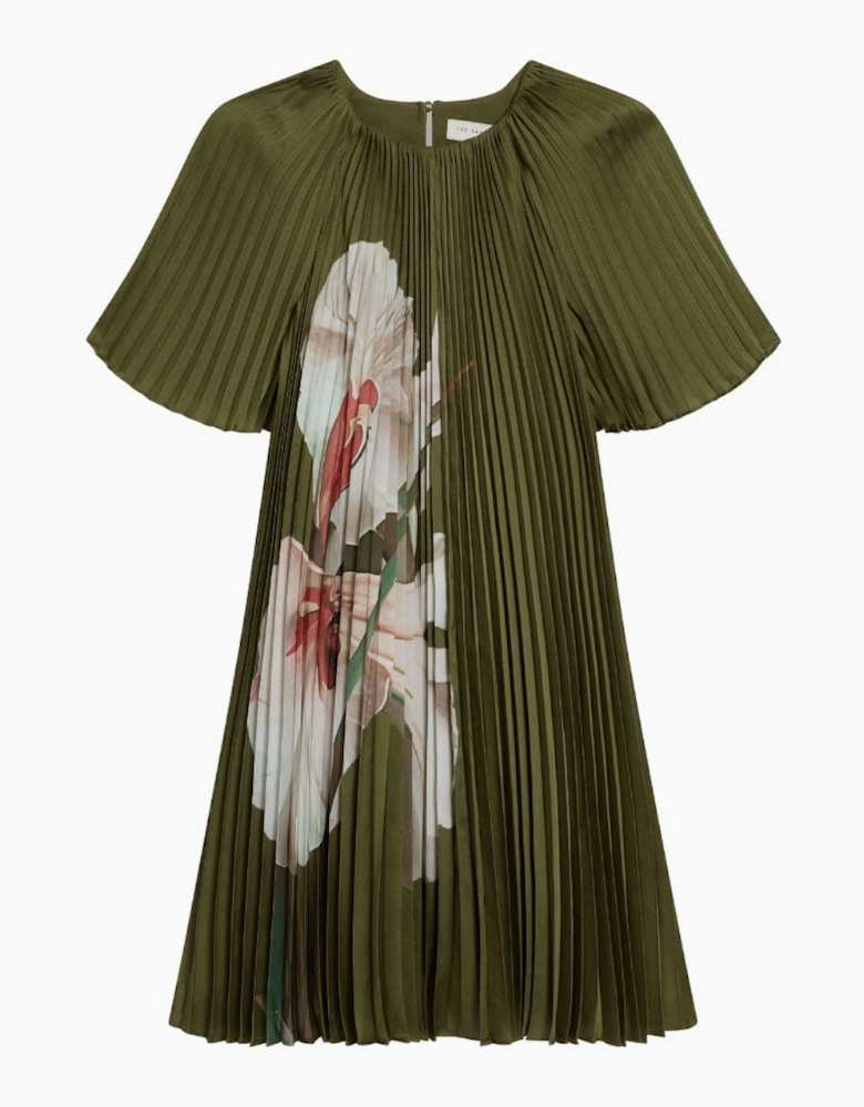 Ted Baker Vinlaa Short Sleeve Pleated Green Mini Dress