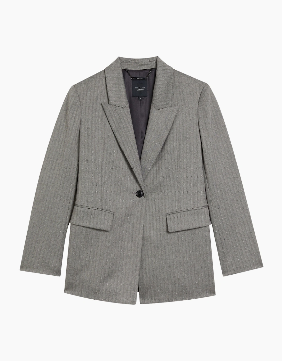 Ted Baker Women's Ted Baker Koa Pinstripe Single Breasted Tailored Dark Grey Blazer