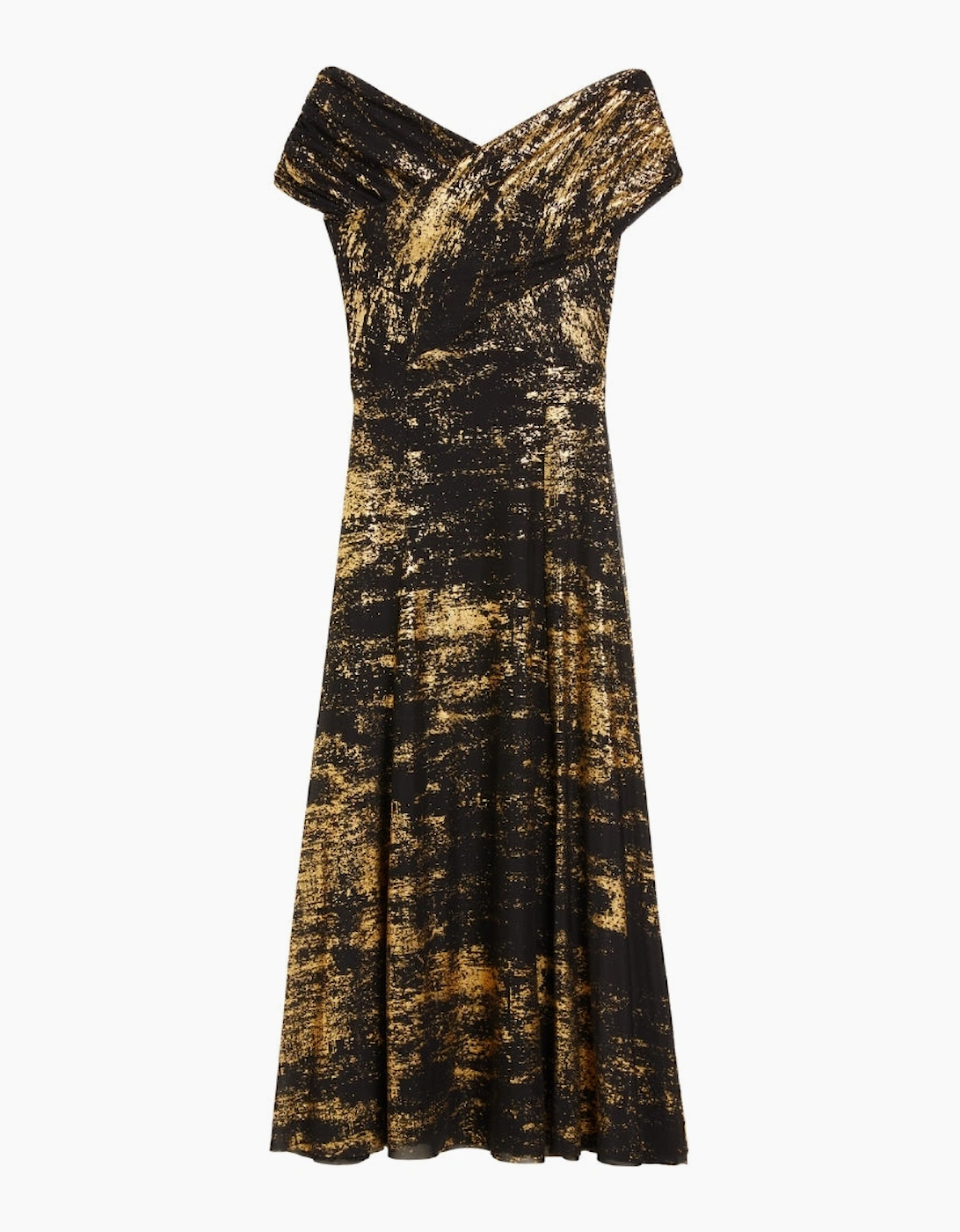 Ted Baker Serinha Bardot Foil Printed Black Midi Dress
