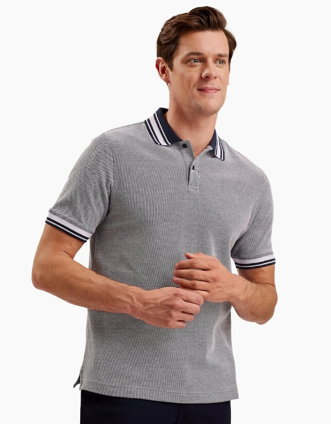 Ted Baker Phenes Regular Fit Textured Navy Polo Shirt