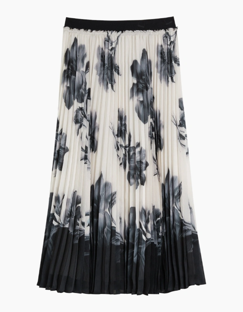 Ted Baker Emista Printed Pleated Ivory Midi Skirt