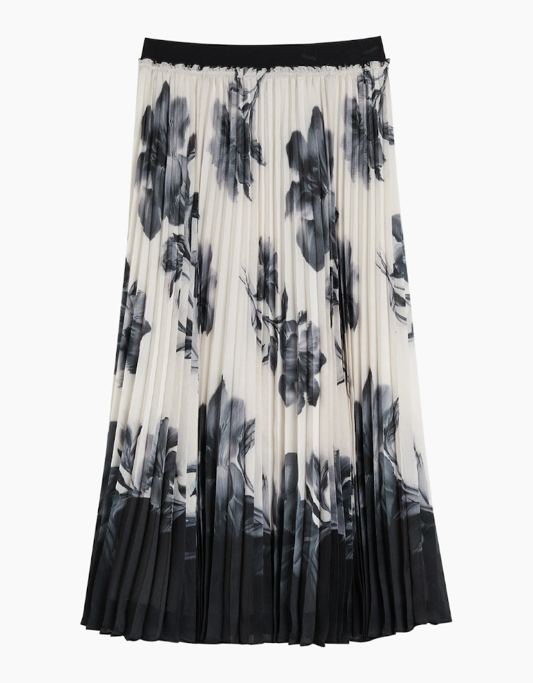 Ted Baker Emista Printed Pleated Ivory Midi Skirt