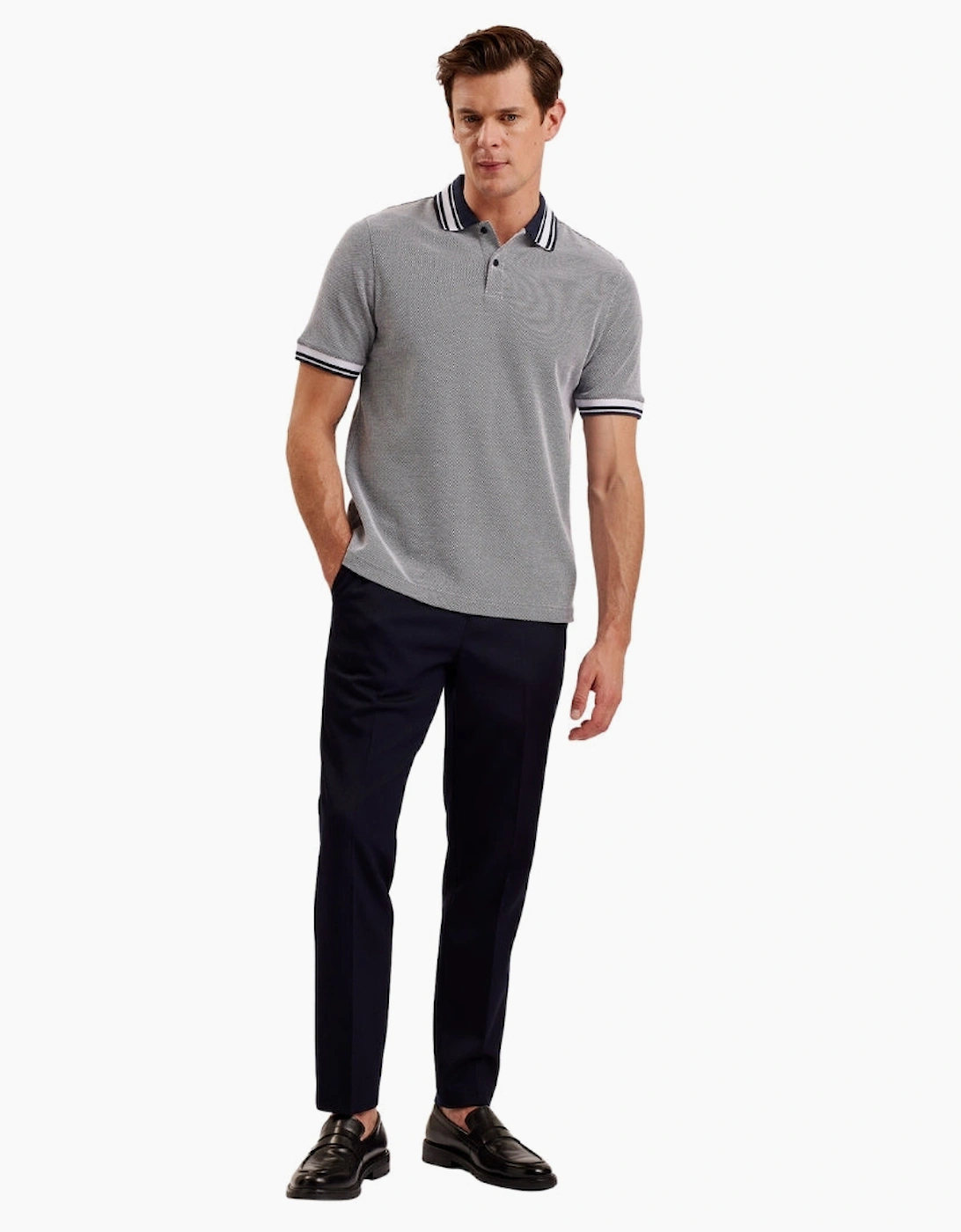 Ted Baker Phenes Regular Fit Textured Navy Polo Shirt