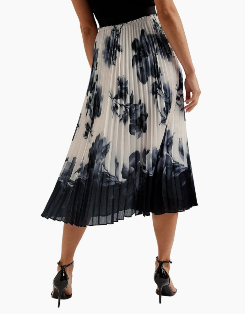 Ted Baker Emista Printed Pleated Ivory Midi Skirt