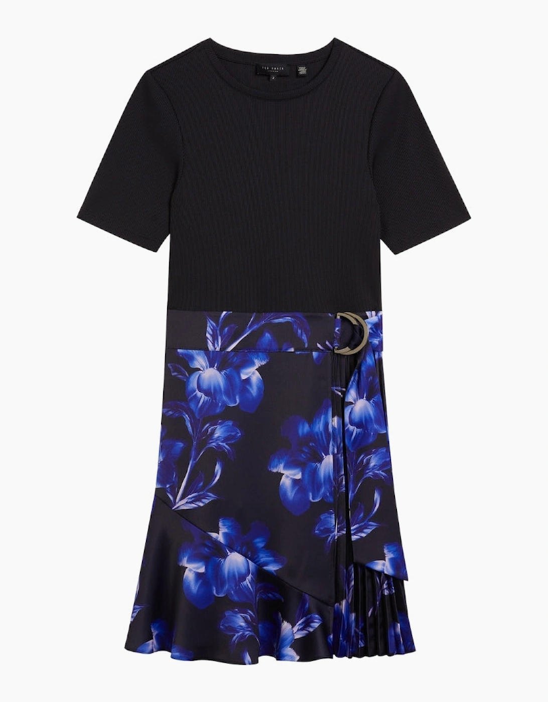 Ted Baker Malisaa Jersey Bodice Woven Printed Navy Dress