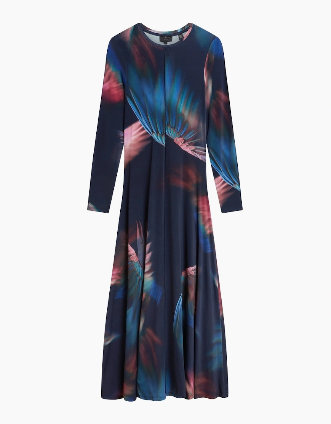 Women's Ted Baker Georii Printed Slinky Jersey Long Sleeve Navy Dress - Size: 10