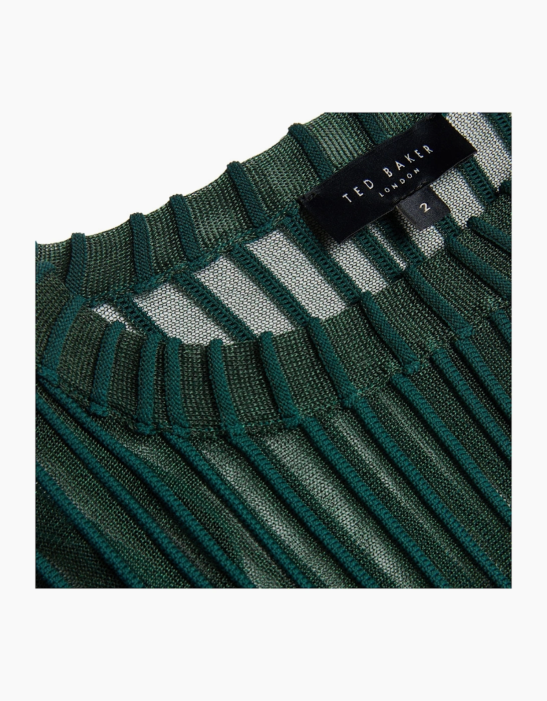Ted Baker Nelly Sheer Striped Engineered Knitted Dark Green Top