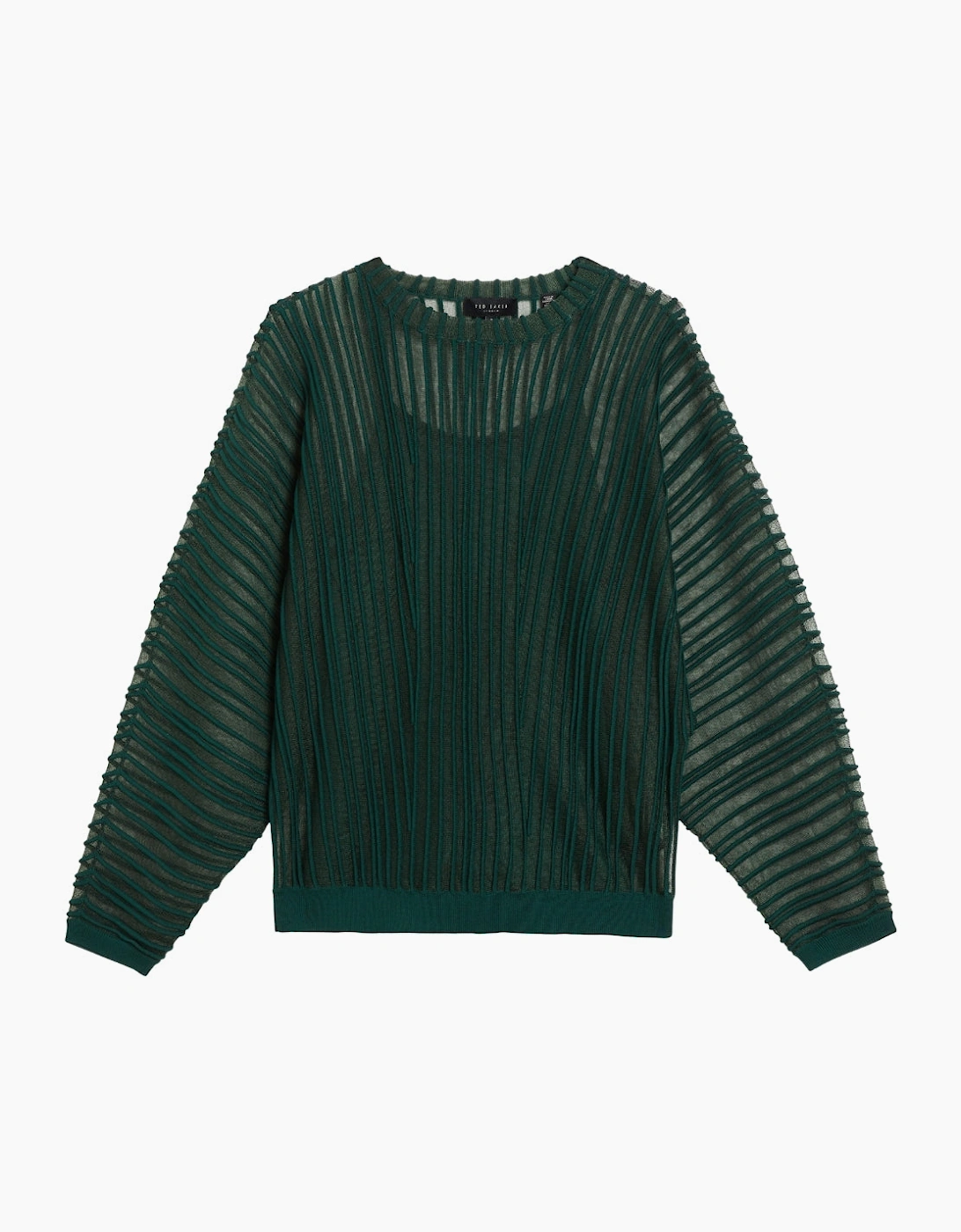 Ted Baker Nelly Sheer Striped Engineered Knitted Dark Green Top