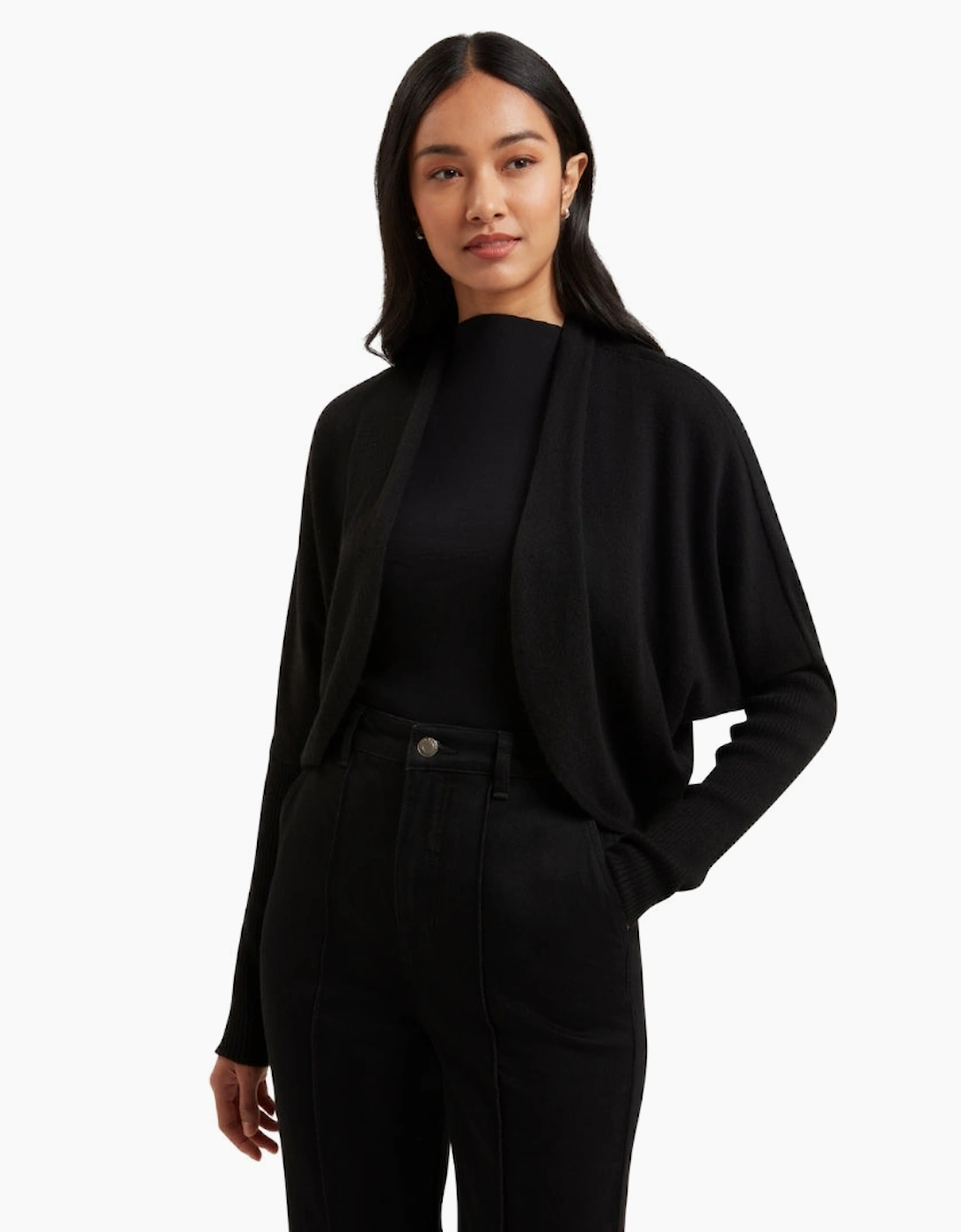 Ted Baker Gabrlaa Circular Knit Cropped Shrug Black Cardigan