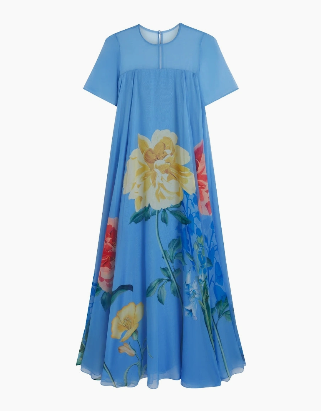 Women's Ted Baker Marie Cap Sleeve Volume Blue Maxi Dress - Size: 10