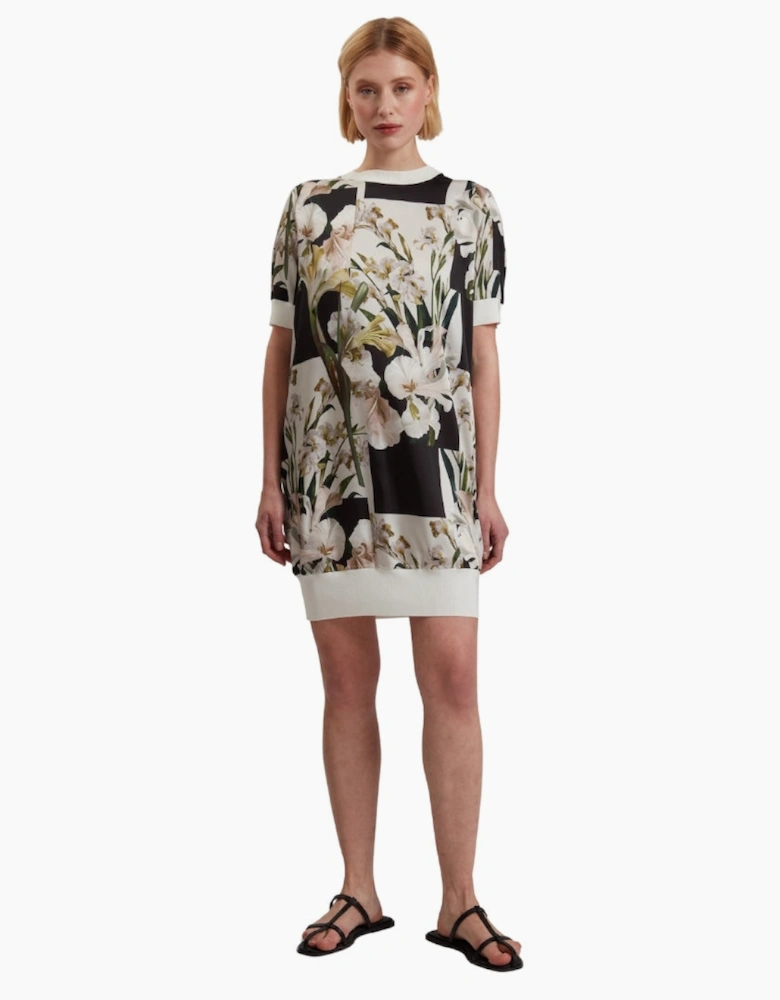 Ted Baker Roneea Printed Woven Front Ivory Boxy Dress