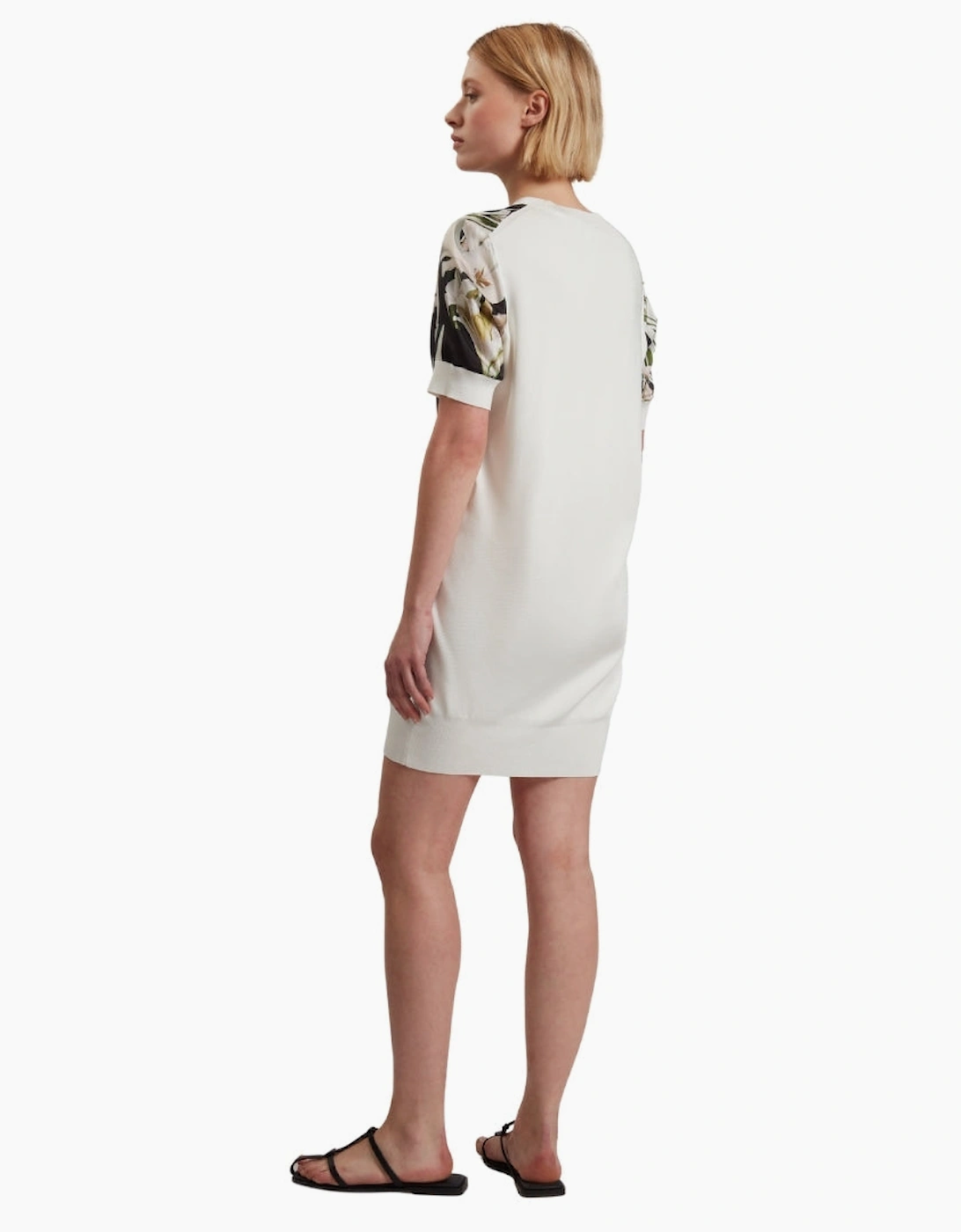 Ted Baker Roneea Printed Woven Front Ivory Boxy Dress