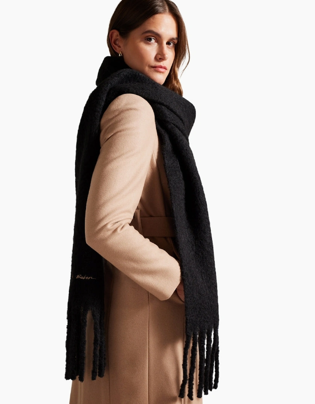 Ted Baker Shell's Skinny Woven Black Scarf
