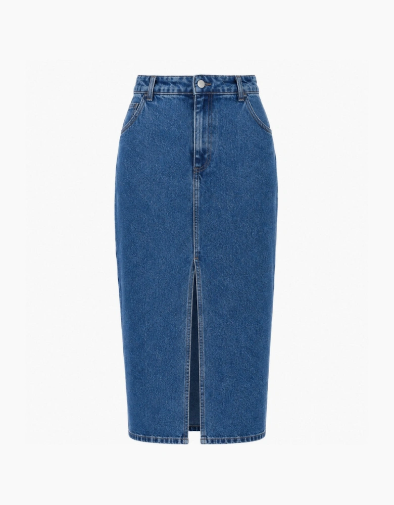 Ted Baker Heloda Blue Denim Midi Skirt with Centre Slit