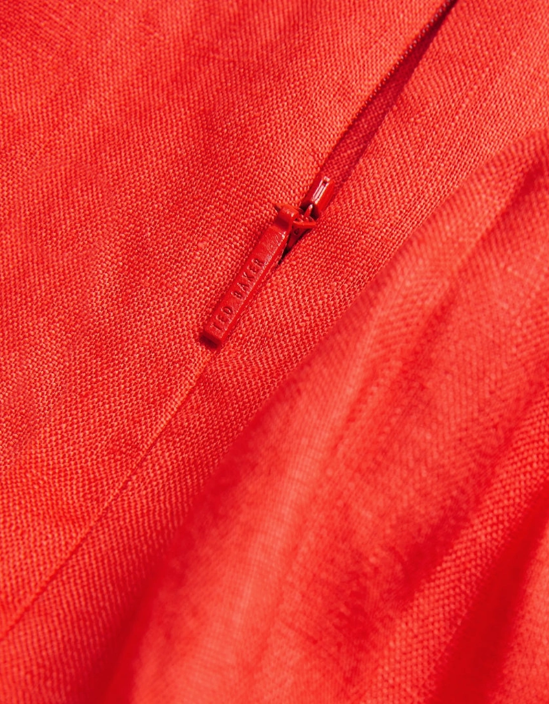 Ted Baker Koyo Linen Puff Sleeve Red Mini Dress