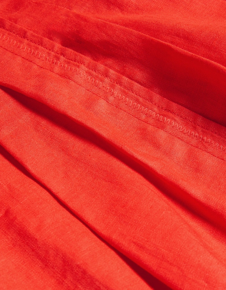 Ted Baker Koyo Linen Puff Sleeve Red Mini Dress