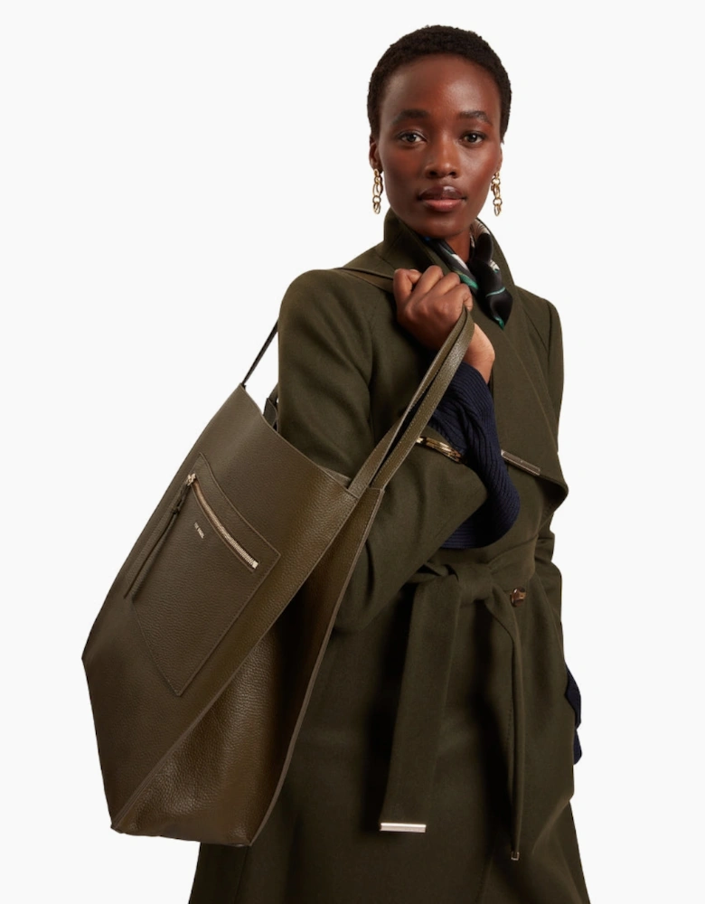 Ted Baker Soft Slouch Large Khaki Leather Tote