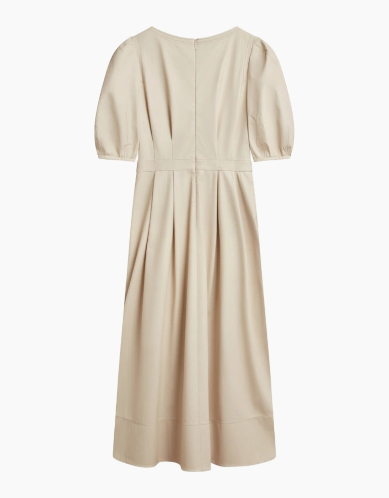 Ted Baker Tamega Faux Leather Ivory Midi Dress